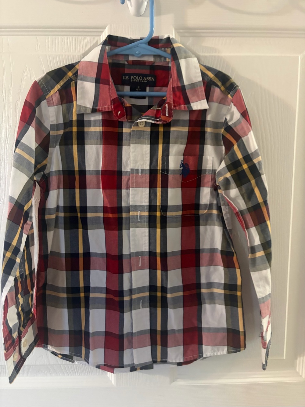 U.S. Polo Assn. Red, White & Navy Plaid Button-Down Shirt
